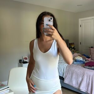 Express white thong bodycon bodysuit size XS